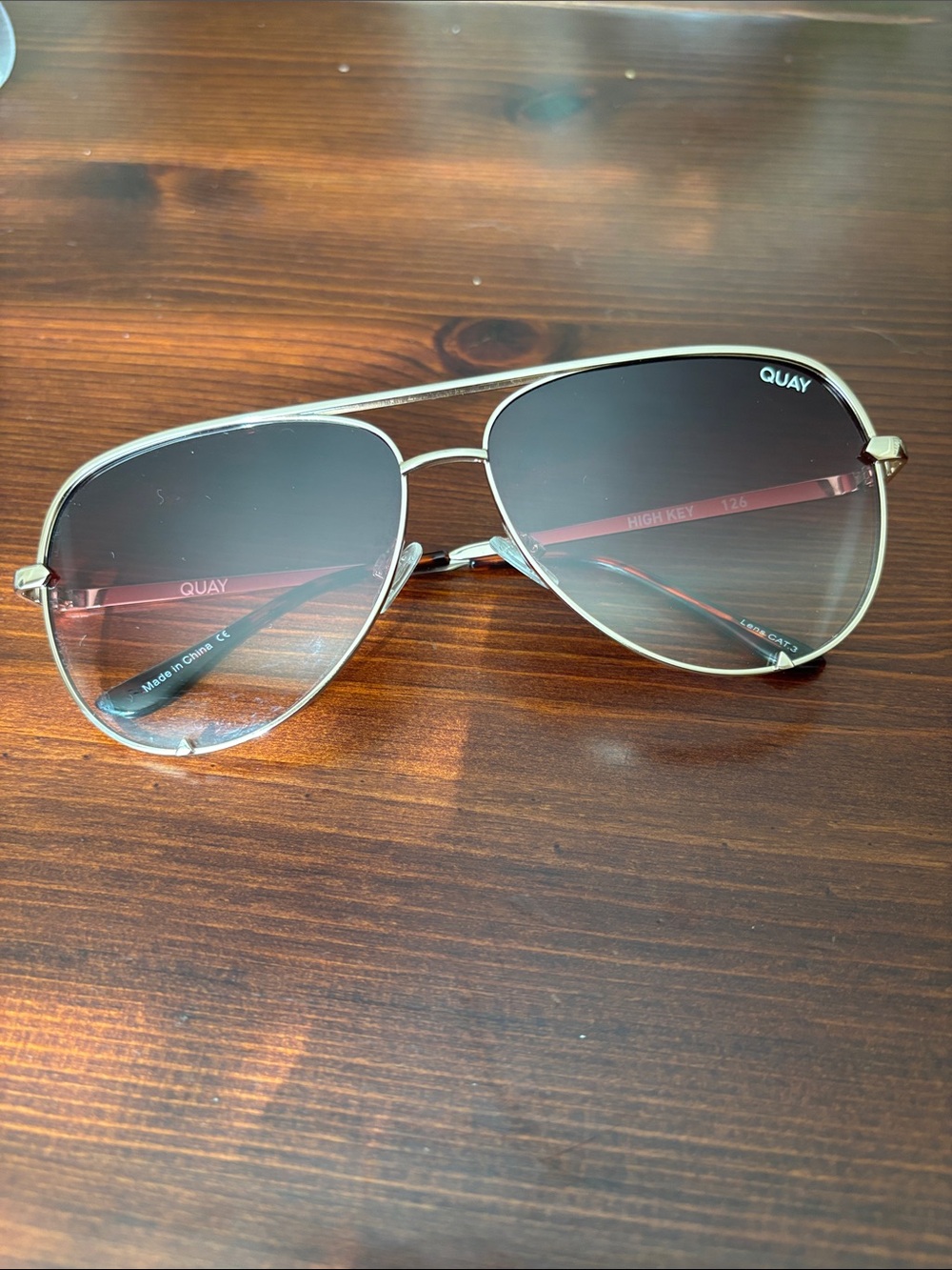 Quay Australia gold Frame Gradient brown Lenses Aviator Sunglasses